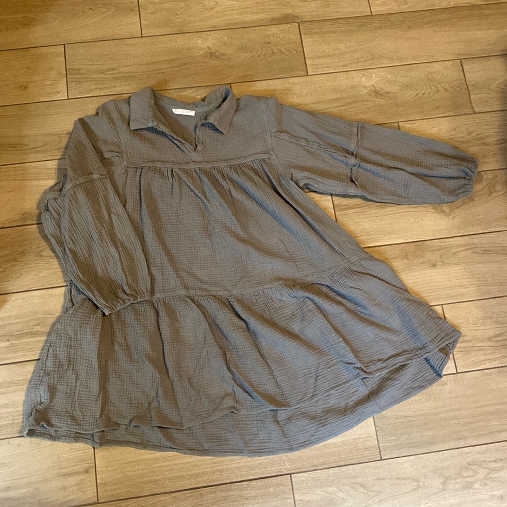 Olive/Grayish Long Sleeved Dress
